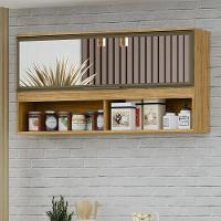 Módulo De Cozinha Armário Aéreo Com Porta De Vidro 3 Nichos - Verace Marrocos-off White - 1