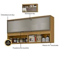 Módulo De Cozinha Armário Aéreo Com Porta De Vidro 3 Nichos - Verace Marrocos-off White - 3