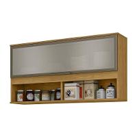 Módulo De Cozinha Armário Aéreo Com Porta De Vidro 3 Nichos - Verace Marrocos-off White