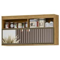 Módulo De Cozinha Armário Aéreo Com Porta De Vidro 3 Nichos - Verace Marrocos-off White - 5