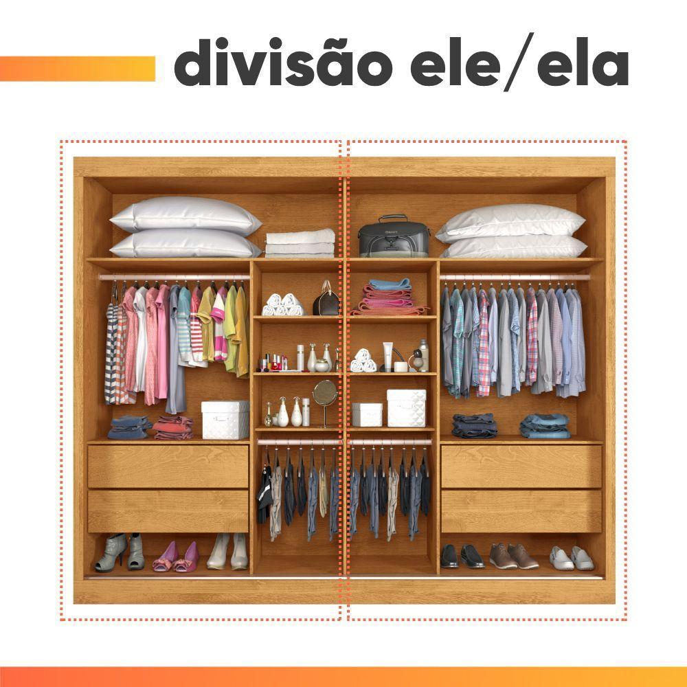 Guarda Roupas Casal 2 Portas De Correr Com Espelho Ripado 100% Mdf 4 Gavetas Malta Madeirado - 10
