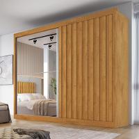 Guarda Roupas Casal 2 Portas De Correr Com Espelho Ripado 100% Mdf 4 Gavetas Malta Madeirado - 2