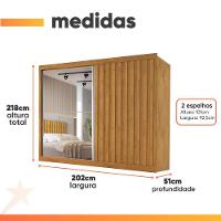 Guarda Roupas Casal 2 Portas De Correr Com Espelho Ripado 100% Mdf 4 Gavetas Malta Madeirado - 3