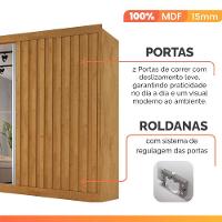 Guarda Roupas Casal 2 Portas De Correr Com Espelho Ripado 100% Mdf 4 Gavetas Malta Madeirado - 7