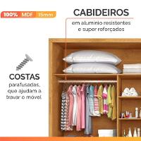 Guarda Roupas Casal 2 Portas De Correr Com Espelho Ripado 100% Mdf 4 Gavetas Malta Madeirado - 8