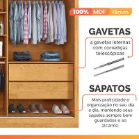 Guarda Roupas Casal 2 Portas De Correr Com Espelho Ripado 100% Mdf 4 Gavetas Malta Madeirado - 9