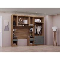 Quarto Solteiro Guarda Roupa Mesas De Cabeceira 263cm Veneza Avelã Pf-cinza Supremo Pf - 2