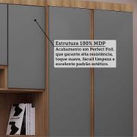 Quarto Solteiro Guarda Roupa Mesas De Cabeceira 263cm Veneza Avelã Pf-cinza Supremo Pf - 6