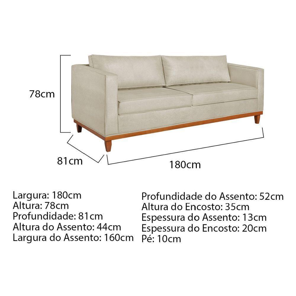 Kit Sofa 3 Lugares E 2 Poltronas Europa 180 Cm Bouclé - Amarena Móveis Bege - 5