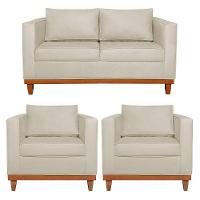 Kit Sofa 3 Lugares E 2 Poltronas Europa 180 Cm Bouclé - Amarena Móveis Bege - 1