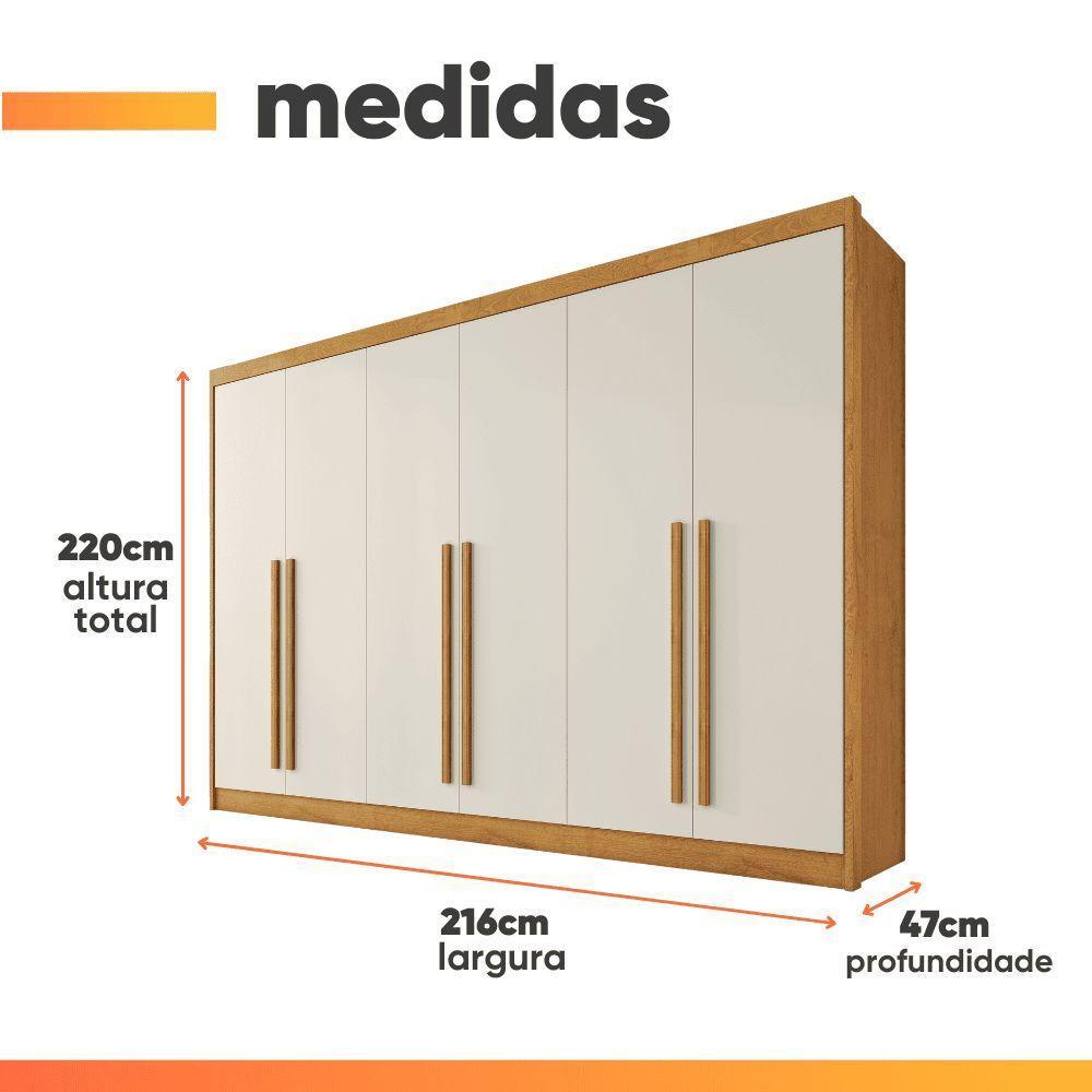 Guarda Roupas Casal 6 Portas 4 Gavetas 100% Mdf Chipre Madeirado/off White - 3