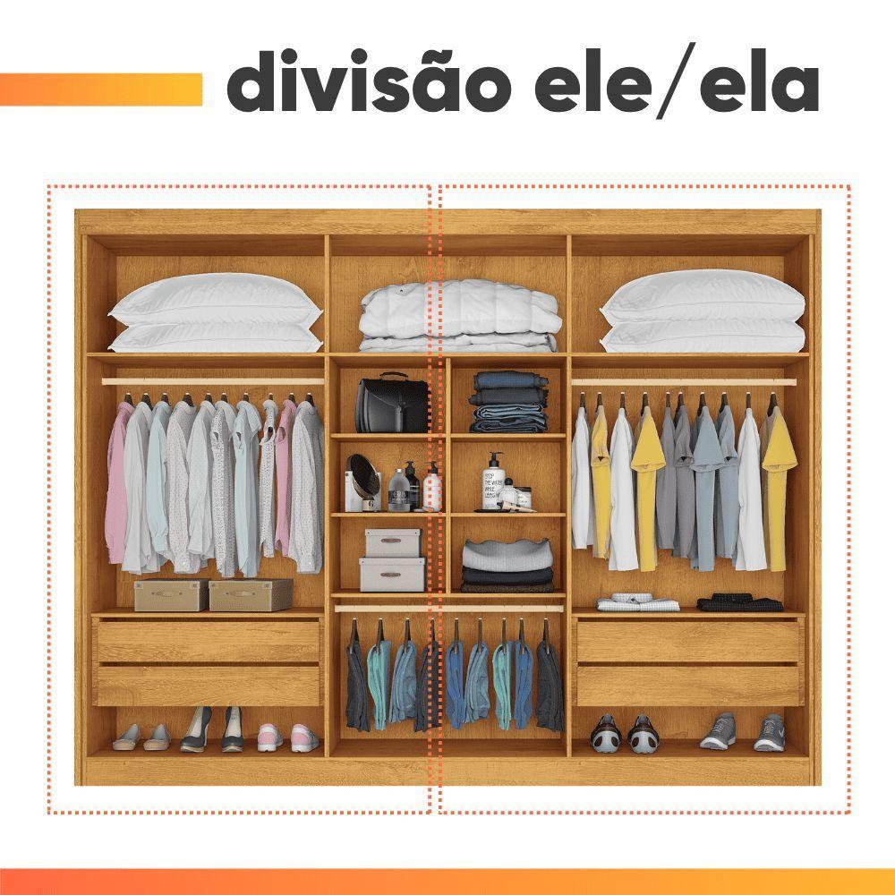 Guarda Roupas Casal 6 Portas 4 Gavetas 100% Mdf Chipre Madeirado/off White - 4