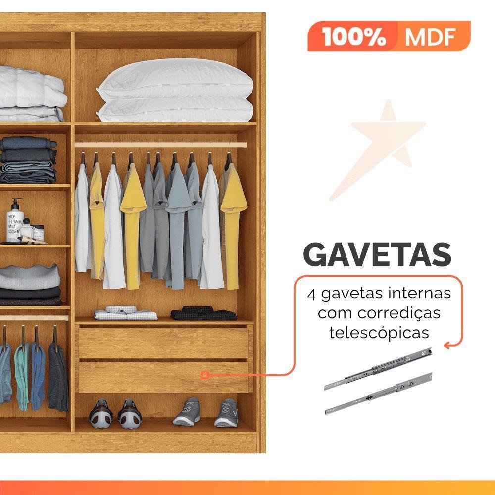 Guarda Roupas Casal 6 Portas 4 Gavetas 100% Mdf Chipre Madeirado/off White - 7