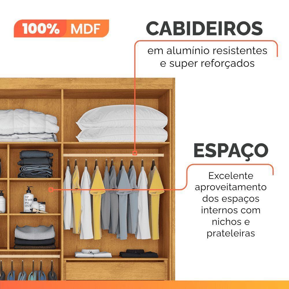 Guarda Roupas Casal 6 Portas 4 Gavetas 100% Mdf Chipre Madeirado/off White - 8