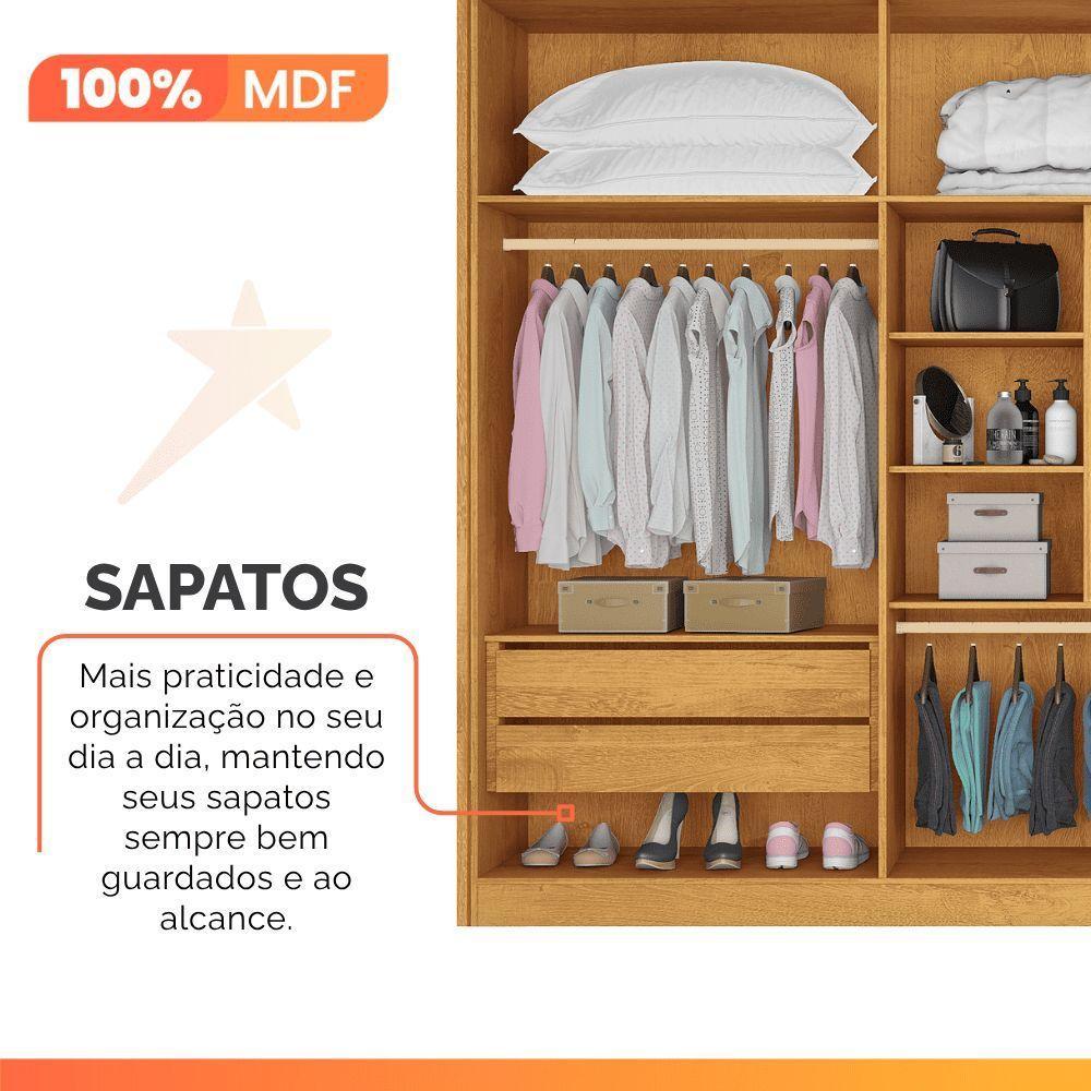 Guarda Roupas Casal 6 Portas 4 Gavetas 100% Mdf Chipre Madeirado/off White - 9