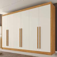 Guarda Roupas Casal 6 Portas 4 Gavetas 100% Mdf Chipre Madeirado/off White - 2
