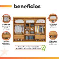 Guarda Roupas Casal 6 Portas 4 Gavetas 100% Mdf Chipre Madeirado/off White - 5