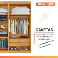 Guarda Roupas Casal 6 Portas 4 Gavetas 100% Mdf Chipre Madeirado/off White - 7