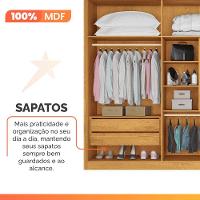 Guarda Roupas Casal 6 Portas 4 Gavetas 100% Mdf Chipre Madeirado/off White - 9
