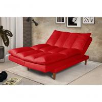 Sofá Cama Vancouver 3 Lugares Império Reclinável Casal Pés Madeira Suede Vermelho 373 - 1