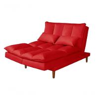 Sofá Cama Vancouver 3 Lugares Império Reclinável Casal Pés Madeira Suede Vermelho 373 - 5