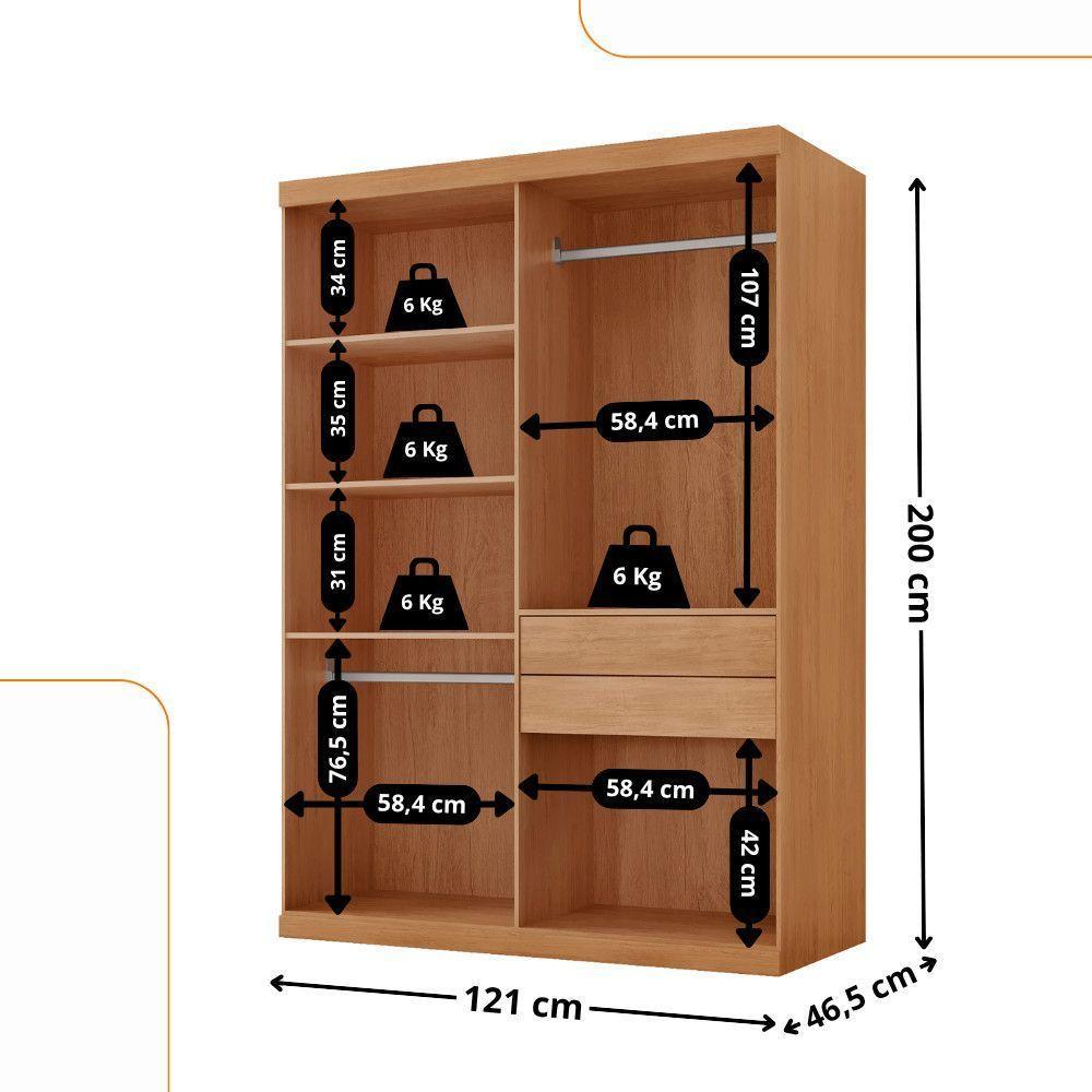 Guarda Roupa Solteiro Hera 4 Portas Rufato Naturalle - 3