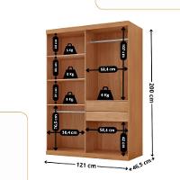 Guarda Roupa Solteiro Hera 4 Portas Rufato Naturalle - 3