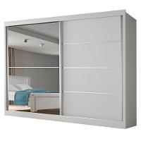 Guarda Roupas Casal 2 Portas De Correr Com Espelho 4 Gavetas 100% Mdf Branco áustria Branco - 1