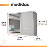 Guarda Roupas Casal 2 Portas De Correr Com Espelho 4 Gavetas 100% Mdf Branco áustria Branco - 3