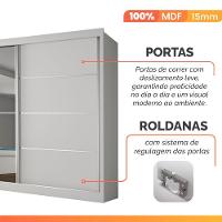 Guarda Roupas Casal 2 Portas De Correr Com Espelho 4 Gavetas 100% Mdf Branco áustria Branco - 5