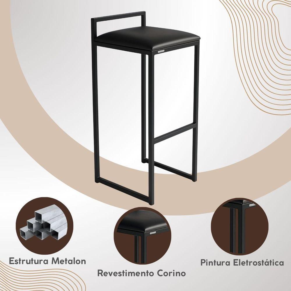 Kit 2 Banqueta Alta Cozinha Balcão Gourmet Bar Corino Bancos Cor:branco - 4