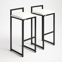 Kit 2 Banqueta Alta Cozinha Balcão Gourmet Bar Corino Bancos Cor:branco - 2