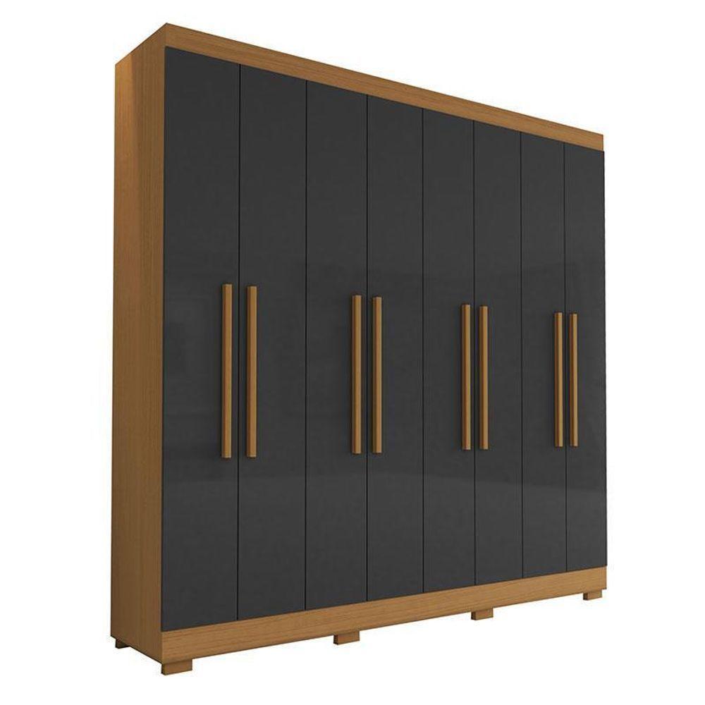 Guarda Roupa Casal Porto 8 Portas 4 Gavetas Freijó Grafite - Aramóveis - 1