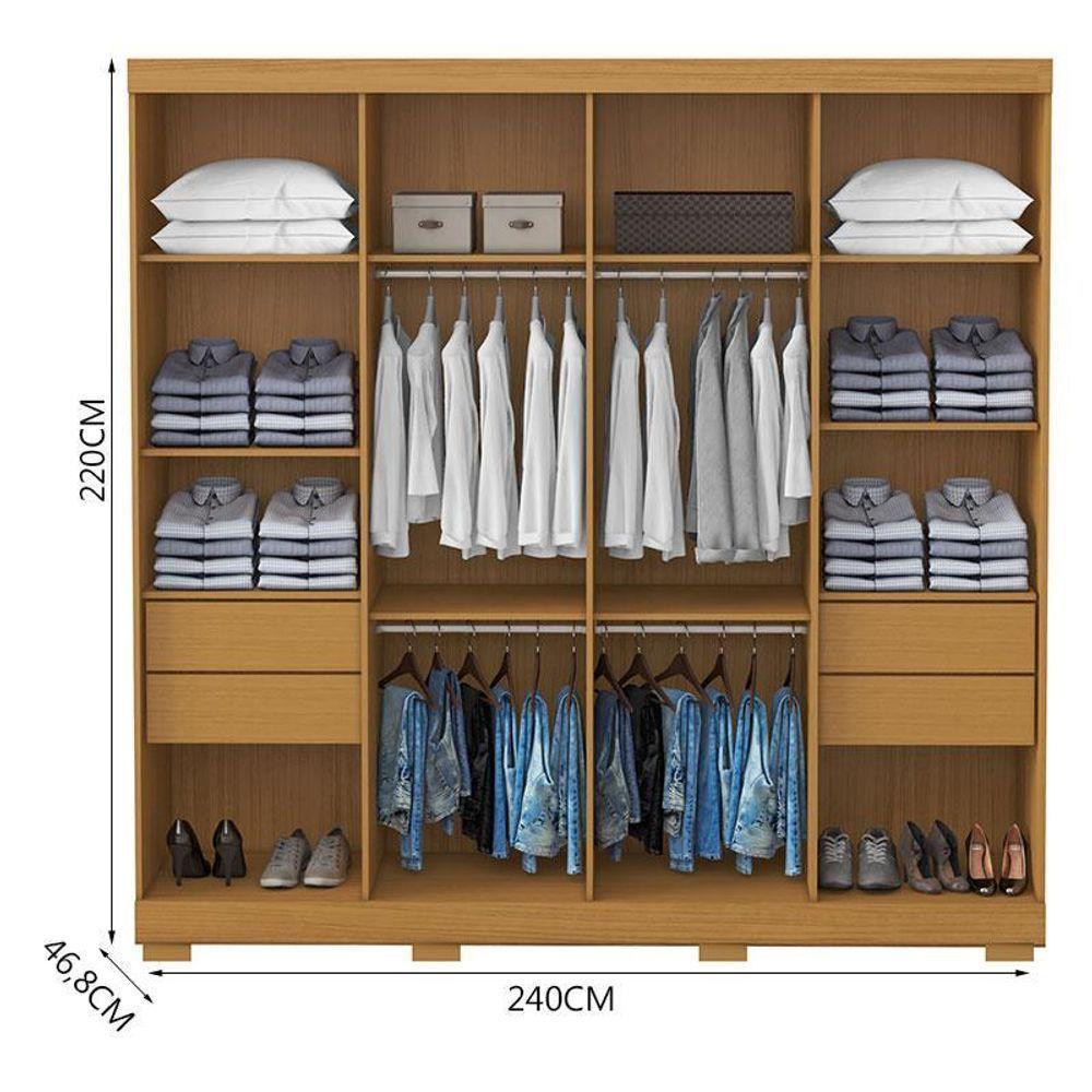 Guarda Roupa Casal Porto 8 Portas 4 Gavetas Freijó Grafite - Aramóveis - 3