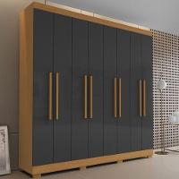 Guarda Roupa Casal Porto 8 Portas 4 Gavetas Freijó Grafite - Aramóveis - 4