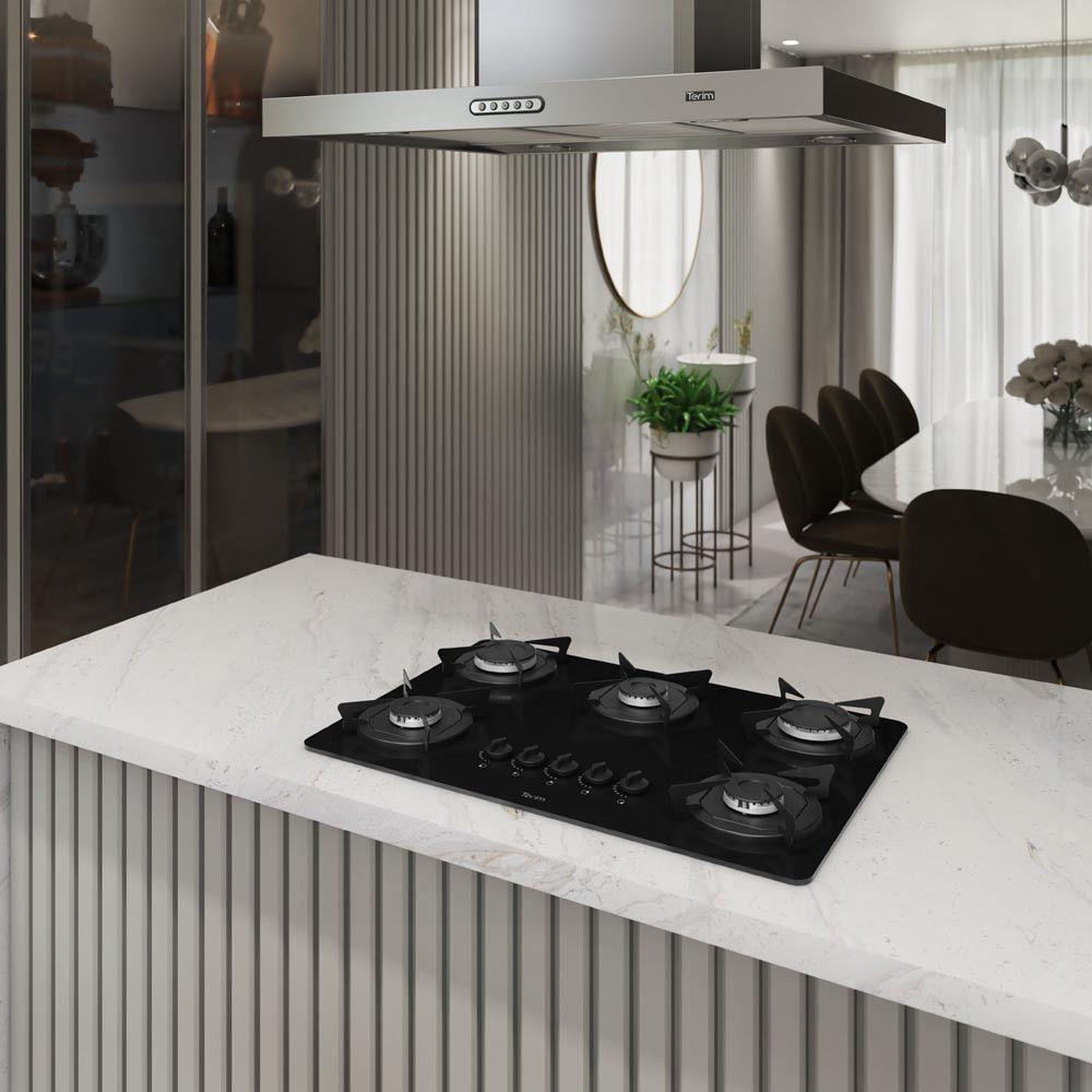 Cooktop Terim à Gás Trm 5b Vidro Preto Flange Esmaltada Preto Bivolt - 4