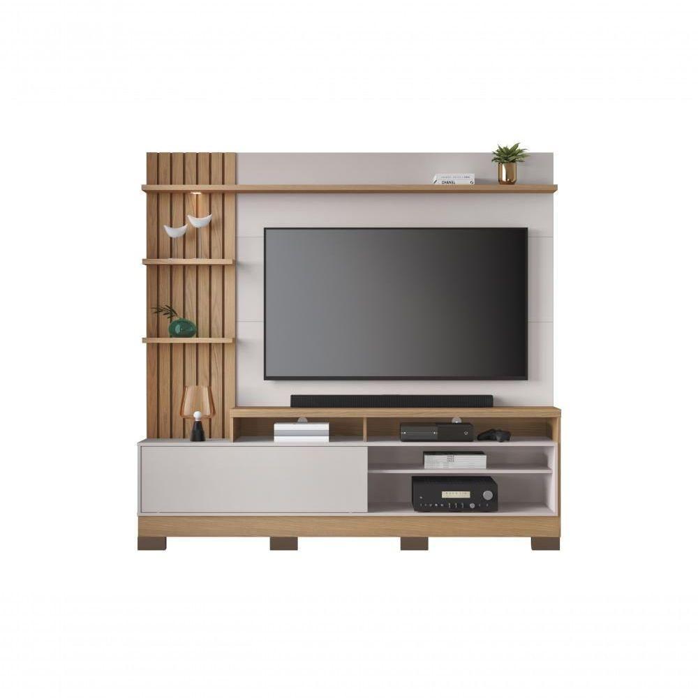 Estante Home Theater Maceió Com Pés Freijó Off White Com Mesa De Centro Jeri Off White Freijó - Colibri - 9