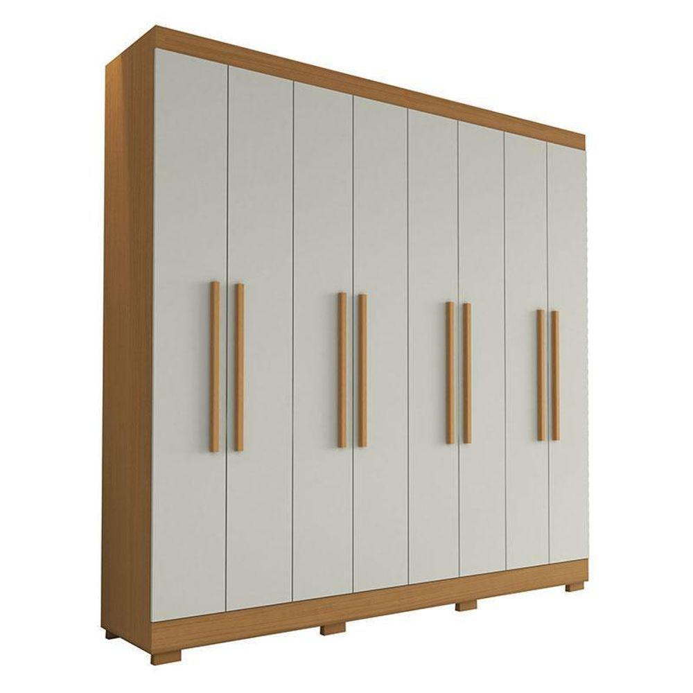 Guarda Roupa Casal Porto 8 Portas 4 Gavetas Freijó Baunilha - Aramóveis - 1