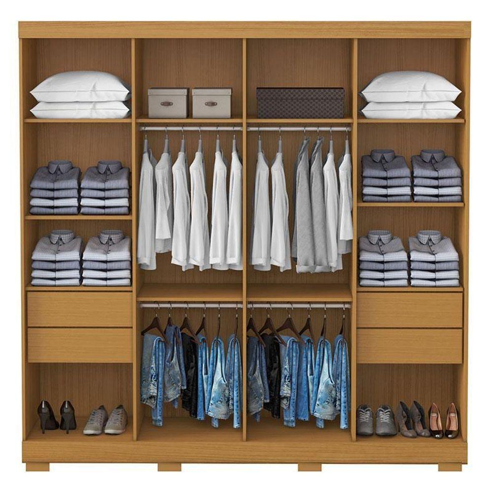 Guarda Roupa Casal Porto 8 Portas 4 Gavetas Freijó Baunilha - Aramóveis - 2