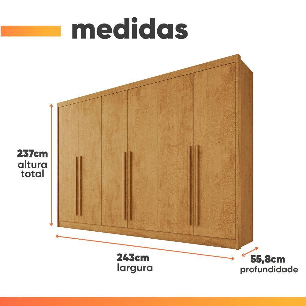 Guarda Roupas Casal 6 Portas 4 Gavetas 100% Mdf Chipre Madeirado - 3