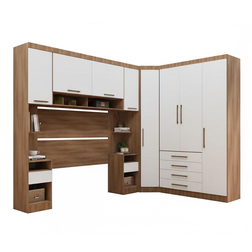 Quarto 8 Portas 6 Gavetas Cabeceira Cs Paris Luciane Móveis Avelã Pf-branco Pf - 2