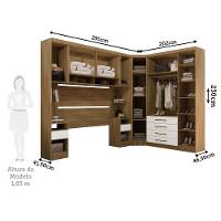 Quarto 8 Portas 6 Gavetas Cabeceira Cs Paris Luciane Móveis Avelã Pf-branco Pf - 3