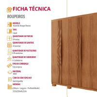 Guarda Roupa Casal Dunas 8 Portas 4 Gavetas Moderna Mobília Naturalle - 6