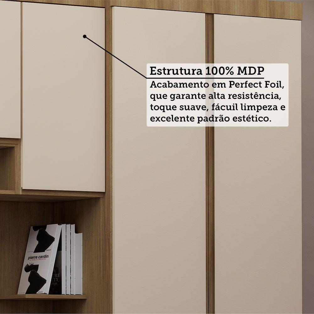 Quarto Solteiro Guarda Roupa Mesas De Cabeceira 263cm Veneza Avelã Pf-arenas Pf - 6
