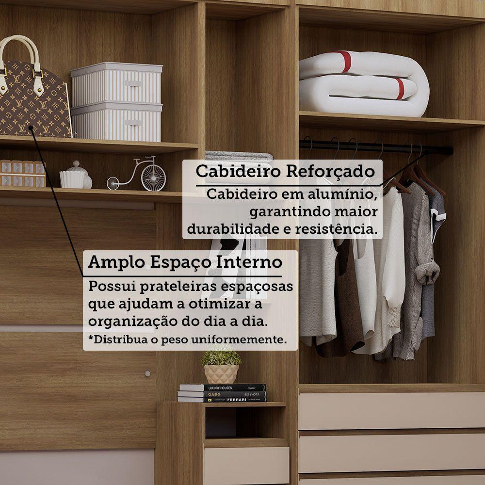 Quarto Solteiro Guarda Roupa Mesas De Cabeceira 263cm Veneza Avelã Pf-arenas Pf - 9
