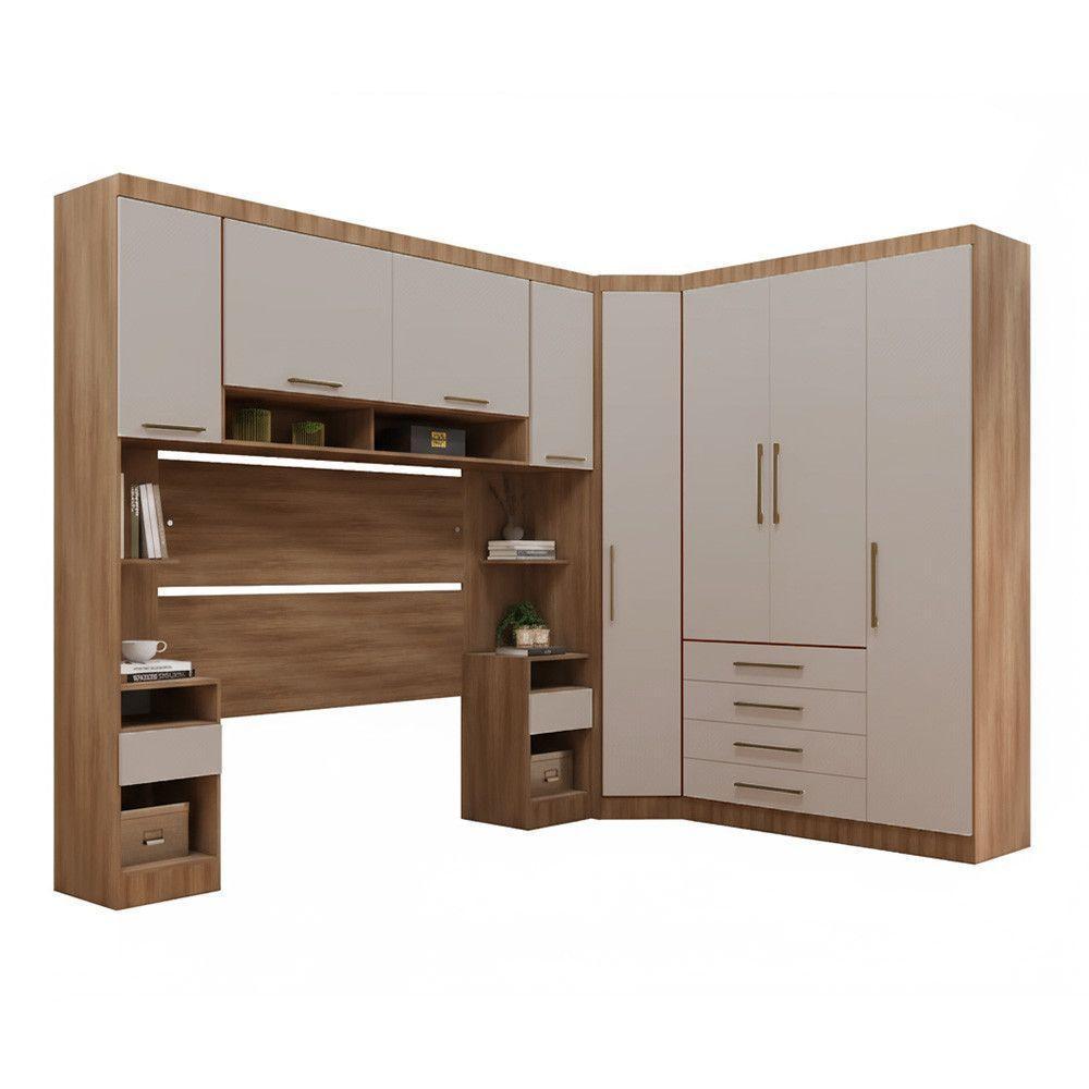 Quarto 8 Portas 6 Gavetas Cabeceira Qn Paris Luciane Móveis Avelã Pf-cinammon Pf - 2