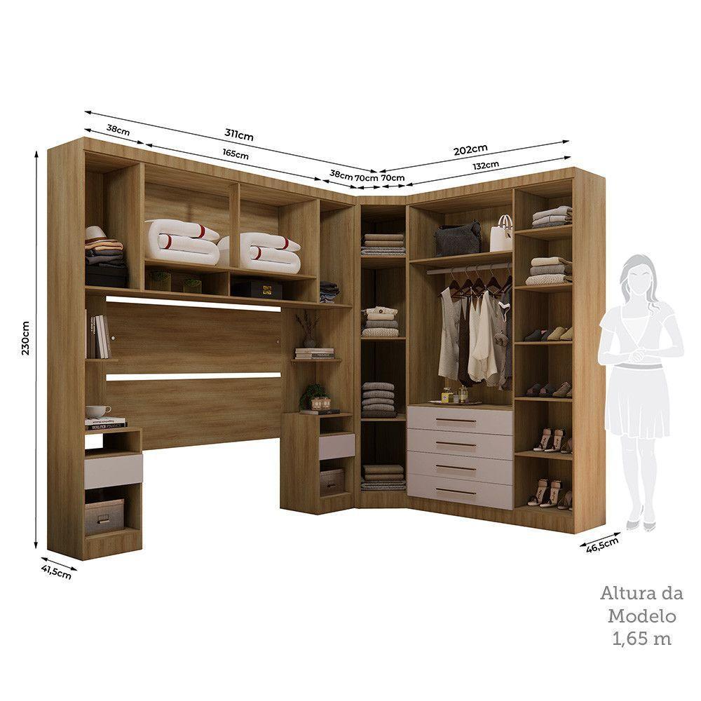 Quarto 8 Portas 6 Gavetas Cabeceira Qn Paris Luciane Móveis Avelã Pf-cinammon Pf - 3