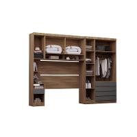 Quarto Casal Guarda Roupa Mesa De Cabeceira 311cm Veneza Luc Avelã Pf-cinza Supremo Pf - 5