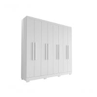 Guarda Roupa Casal Porto 8 Portas 4 Gavetas E Armário Multiuso 2 Portas New Branco Brilho – Aramóveis - 2