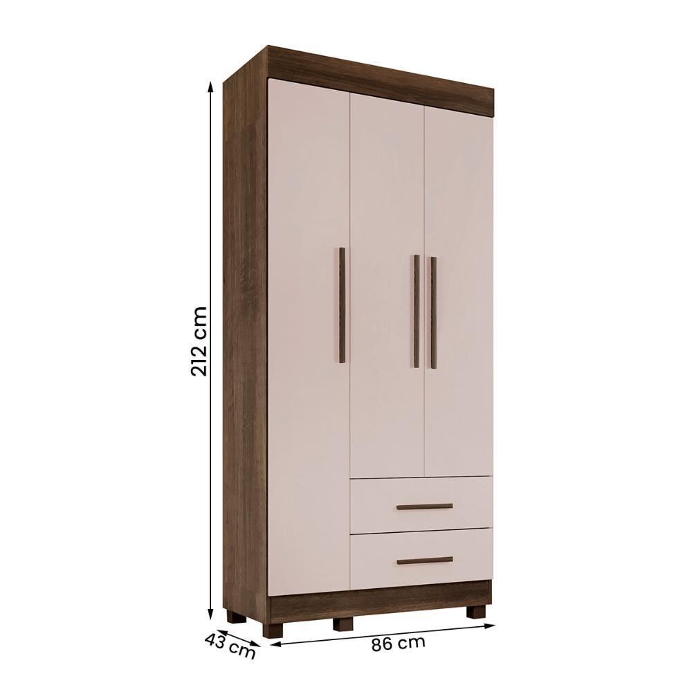 Guarda Roupa Copacabana New Quarto Com 3 Portas E 2 Gavetas Imbuia-off White - 4